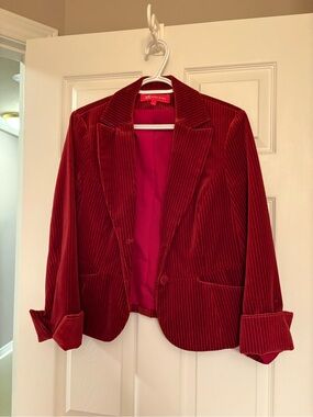 Anne Klein Red Velvet Blazer Jacket
